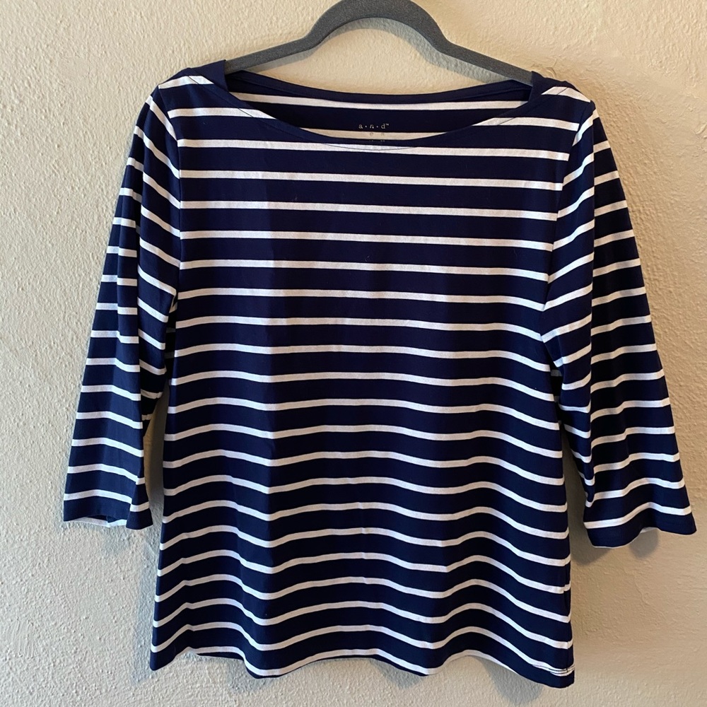 Navy & White Striped Shirt